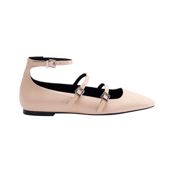 Балетки Pull&Bear Multi-strap Buckled Flats, розовый