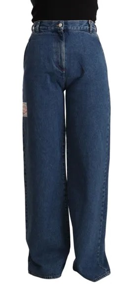 Джинсы GCDS Синие хлопковые повседневные джинсовые брюки с высокой талией и широкими штанинами W27 350 долларов США