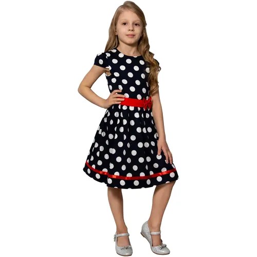 Летнее платье для девочки в горошек / Нарядное платье для детского сада из хлопка / Платье 