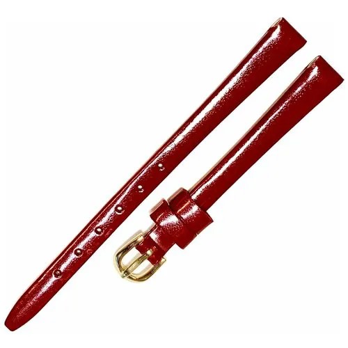 Ремешок 0803-02 (бор) ЛАК Красный бордовый кожаный ремень 8 мм лаковый для часов наручных из натуральной кожи гладкий женский