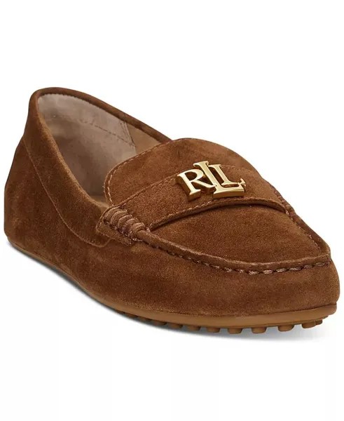 Женские лоферы без шнуровки Barnsbury для водителей на плоской подошве Lauren Ralph Lauren, коричневый