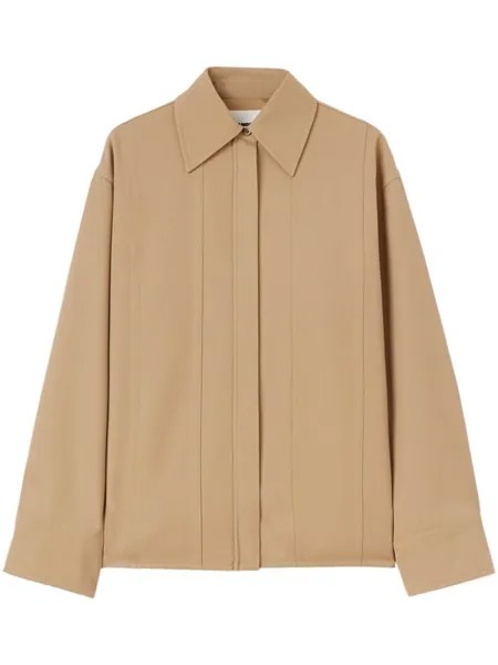 Jil Sander шерстяная рубашка с заостренным воротником, коричневый