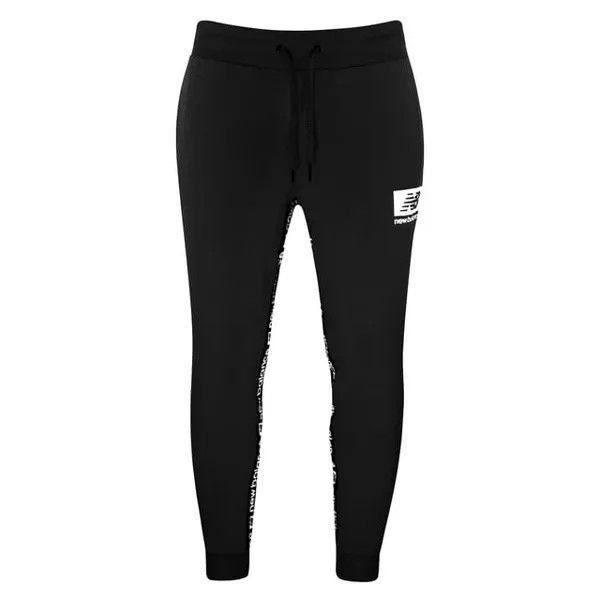 Черные мужские флисовые спортивные брюки New Balance с эластичной талией MP13508 BK New Balance, черный