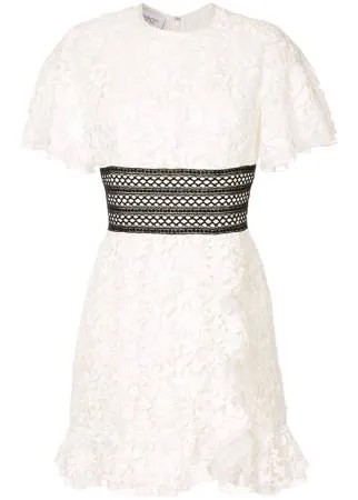 Giambattista Valli ажурное мини-платье с контрастным поясом