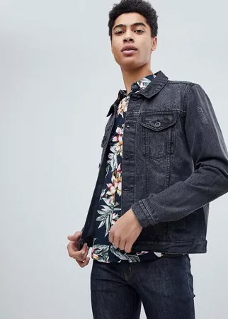 Рваная джинсовая куртка Threadbare Vintage-Черный