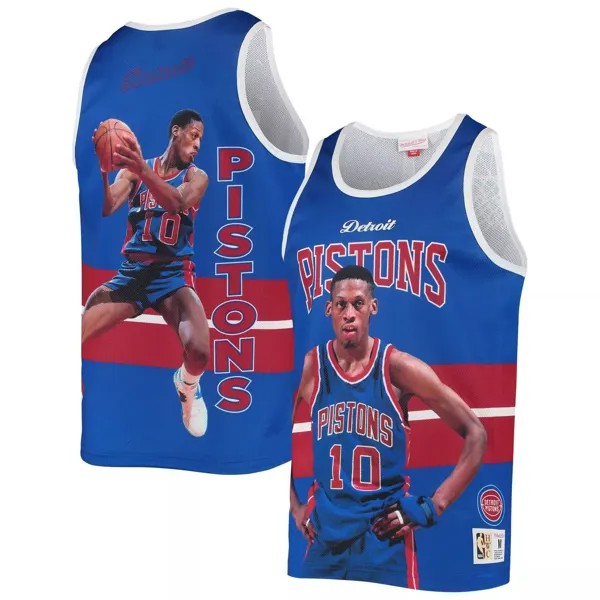 Мужская майка Mitchell & Ness Dennis Rodman синяя Detroit Pistons Classics Player из твердой древесины