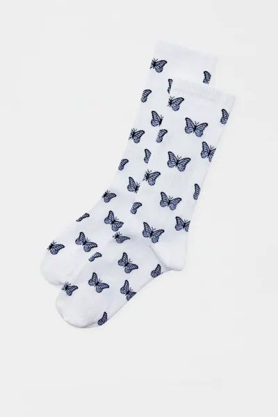 Спортивные носки с бабочками Pull&Bear, белый