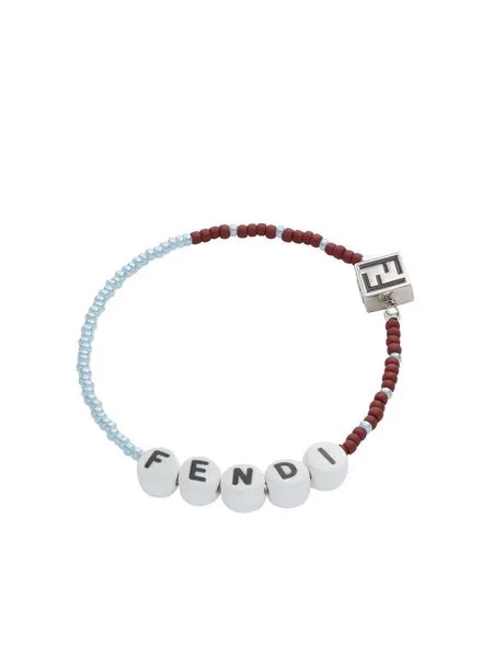 Fendi браслет с бусинами и подвеской-логотипом