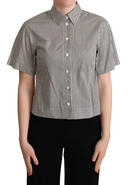 DOLCE - GABBANA Топ-блузка-рубашка, хлопок, белая, черная полоска IT42 / US8 / M 600 долларов США