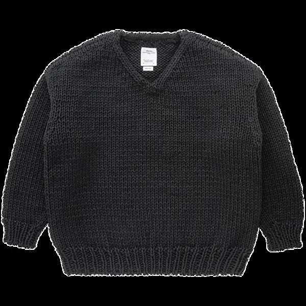 Лонгслив Visvim Amplus V Neck Knit 'Black', черный