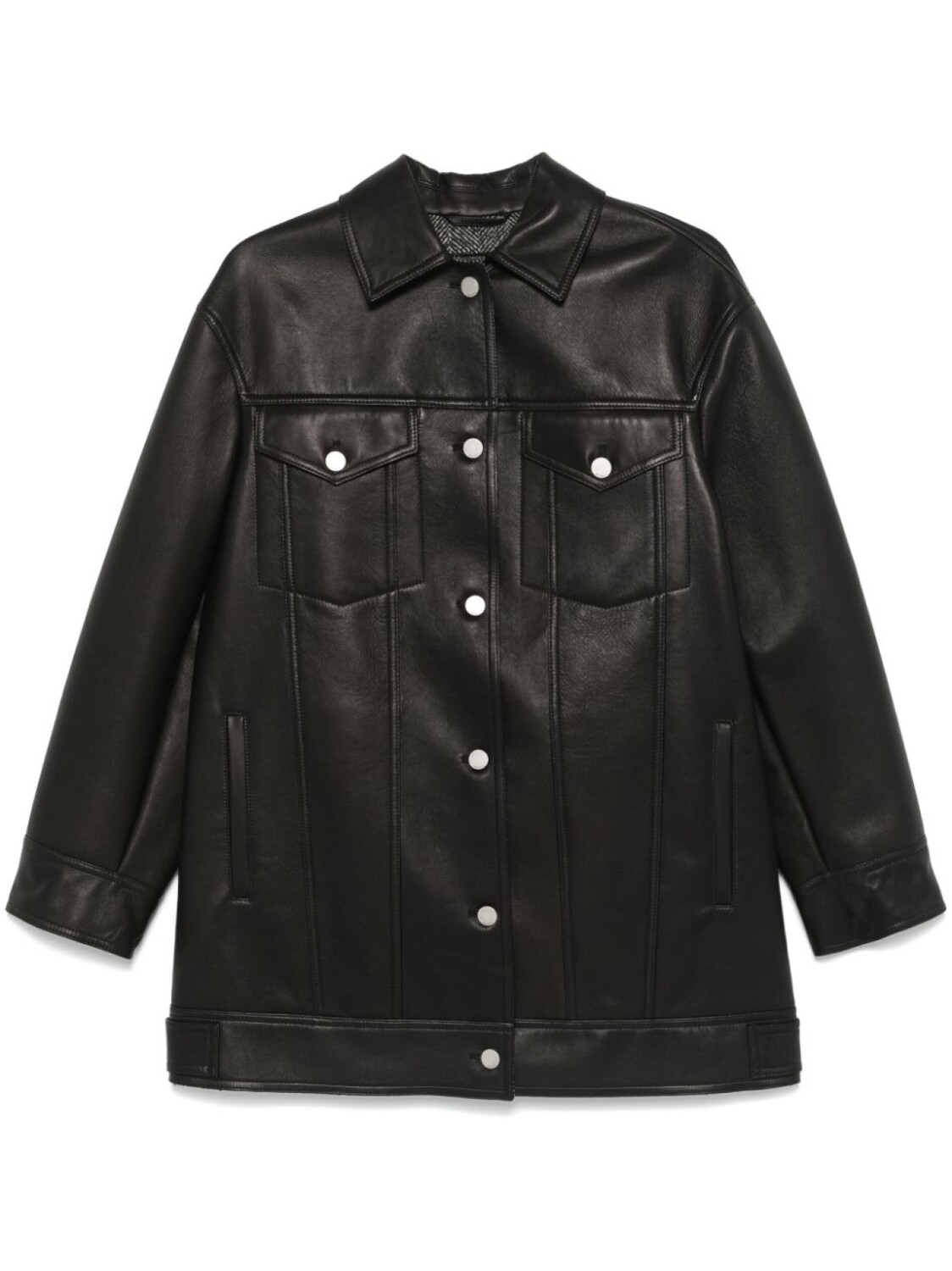 Кожаное пальто Max Mara Girino, черный