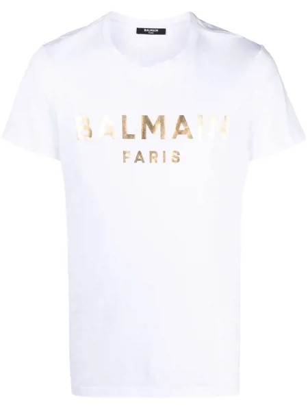 Balmain футболка с логотипом металлик