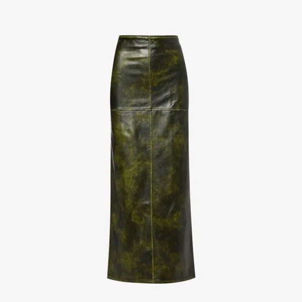 Юбка макси из потертой искусственной кожи со вставками Jaded London, зеленый