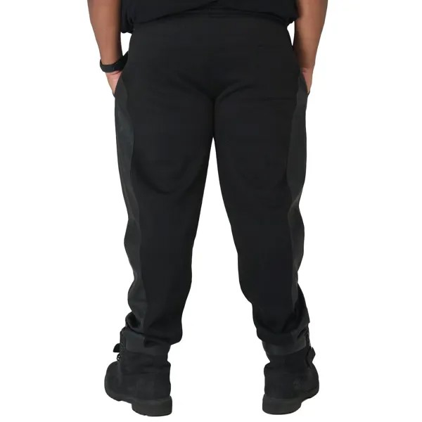 Большие мужские флисовые брюки-джоггеры с манжетами и талией в рубчик из искусственной кожи в стиле пэчворк Vibes