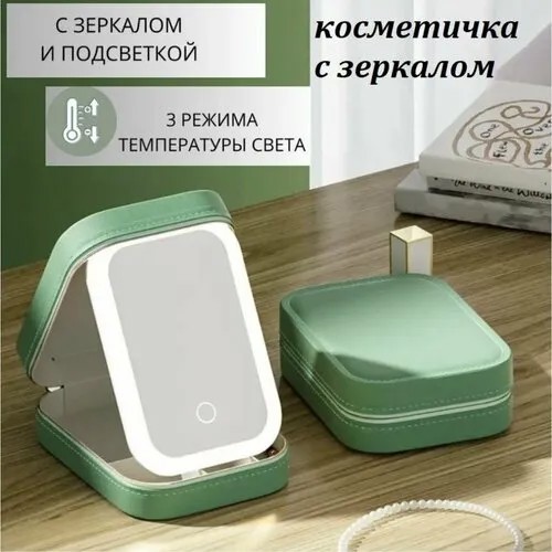 Косметичка 16.5х12.5, зеленый