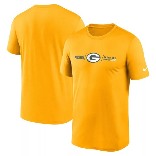 Мужская золотистая футболка Green Bay Packers Horizontal Lockup Legend Performance Nike
