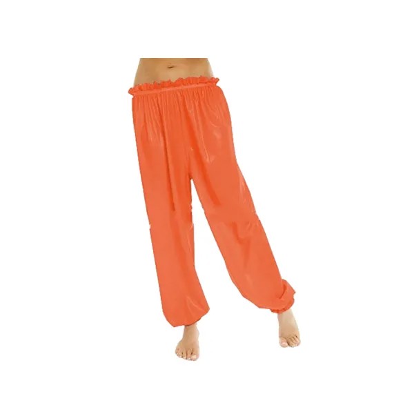 Латексные брюки, резиновые женские модные повседневные Колготки, брюки, оранжевые брюки с кружевом, Размер XXS ~ XXL