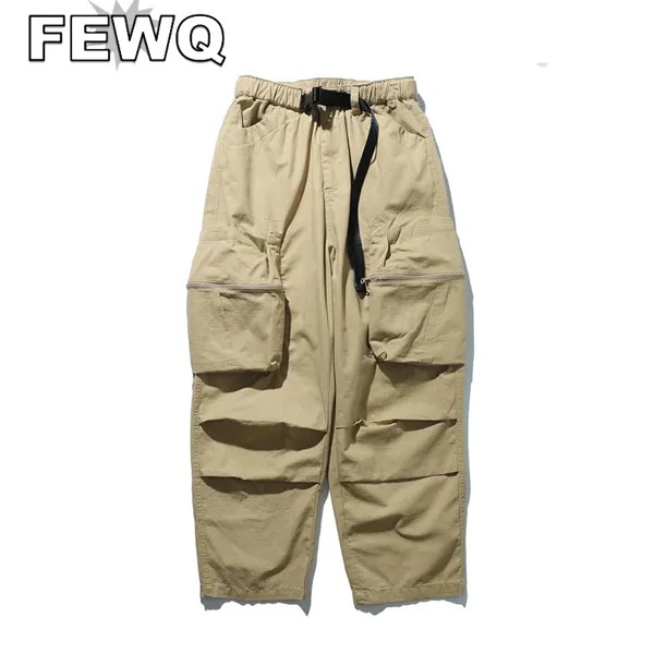 Мужской комбинезон с поясом FEWQ, однотонные плиссированные повседневные брюки в стиле сафари, брюки-карго с широкими штанинами, весна 2023, нов...