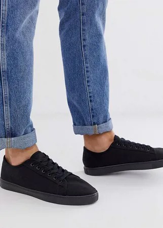 Черные парусиновые кроссовки для широкой стопы ASOS DESIGN-Черный цвет