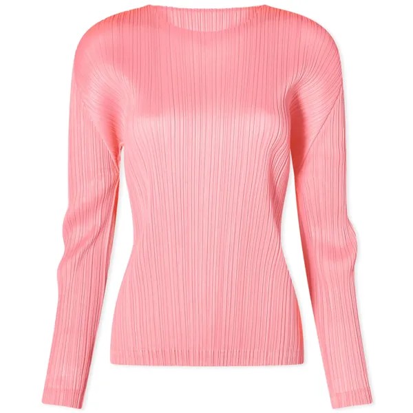 Блузка Pleats Please Issey Miyake Long Sleeve Pleats Crew, розовый