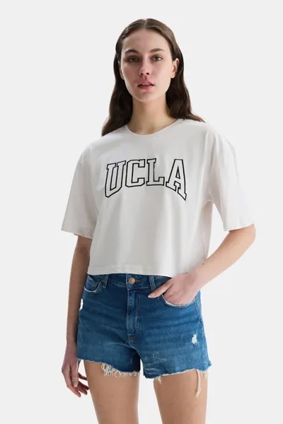 Короткая хлопковая футболка Helena Ucla, белый