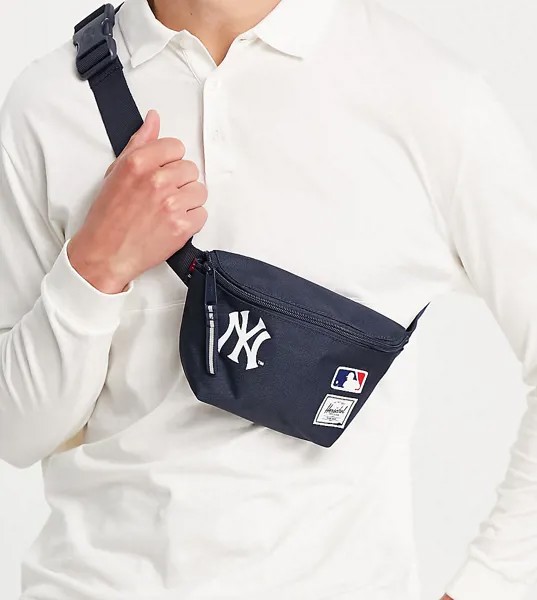 Эксклюзивная черная и темно-синяя сумка-кошелек на пояс с логотипом New York Yankees Herschel Supply Co-Черный
