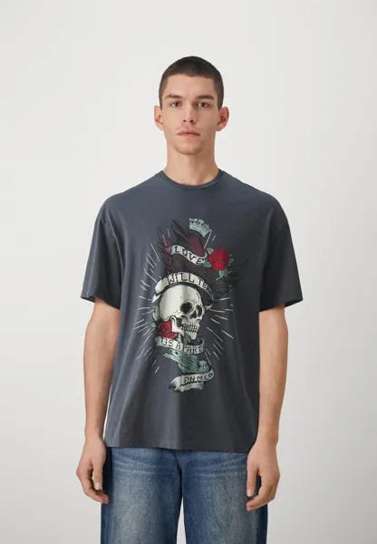 Футболка с принтом JOREAGLE SKULL TEE CREW NECK UNISEX Jack & Jones, цвет ombre blue