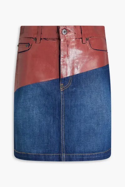 Мини-юбка из денима с двухцветным покрытием Jw Anderson, средний деним