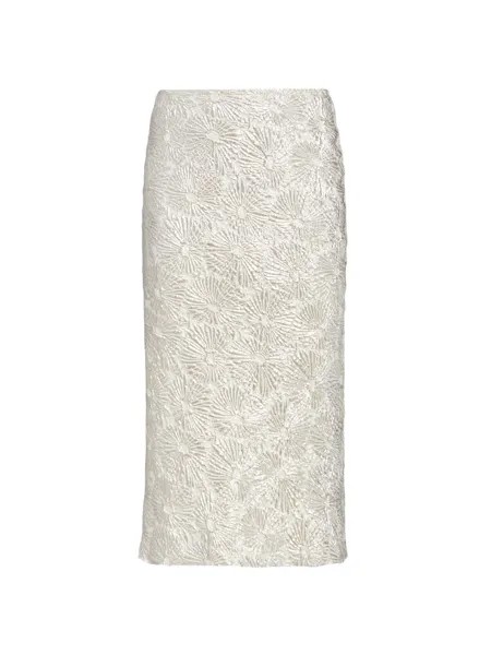 Жаккардовая юбка-миди Separ с цветочным принтом Dries Van Noten, серебряный