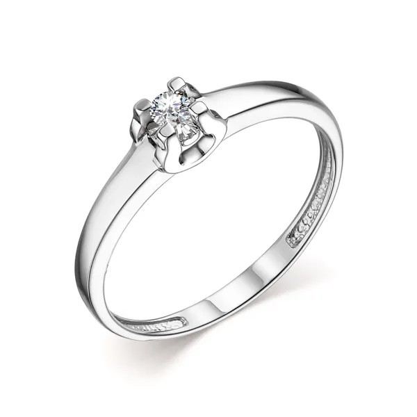 Кольцо женское АЛЬКОР 14003-200 из золота, бриллиант, р. 15.5