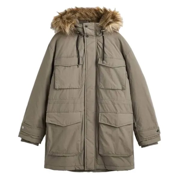 Парка H&M Water-Repellent Padded, зеленый