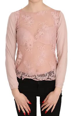 Блузка PINK MEMORIES Розовый кружевной прозрачный топ с длинными рукавами IT42/US8/M Рекомендуемая розничная цена: 300 долларов США