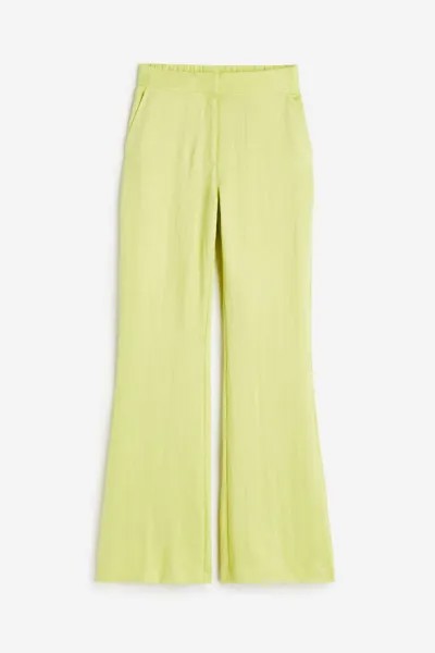 Брюки H&M Flared Viscose, лаймовый