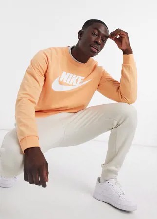 Бледно-оранжевый двухслойный свитшот из флиса с круглым воротом Nike-Зеленый