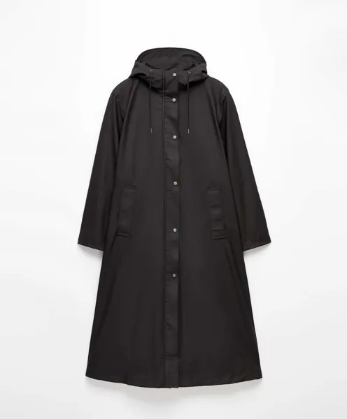 Куртка Oysho Long 3k Water-Resistant, черный