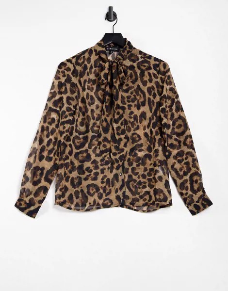 Блузка с завязкой и леопардовым принтом Parisian-Многоцветный