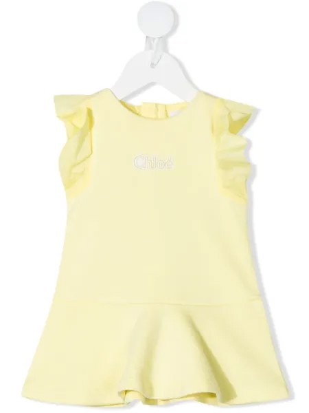 Chloé Kids платье с вышитым логотипом