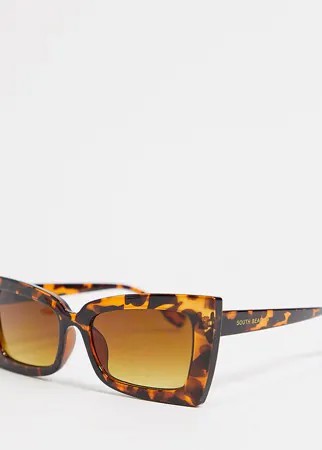 Крупные солнцезащитные очки «кошачий глаз» в черепаховой оправе South Beach-Коричневый цвет