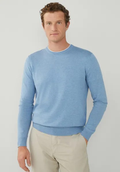 Вязаный свитер CREW Hackett London, цвет sky blue