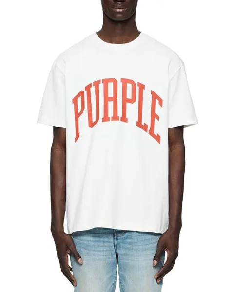 Футболка свободного кроя с короткими рукавами и логотипом Purple Brand, цвет White