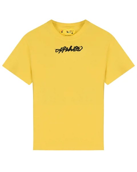 Желтая футболка с черным логотипом Off-White детская
