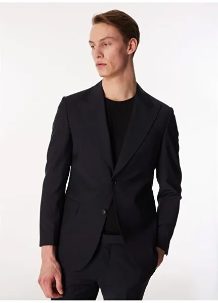 Приталенный мужской костюм темно-синего цвета с нормальной талией BBSS24MSU013 Brooks Brothers, темно-синий