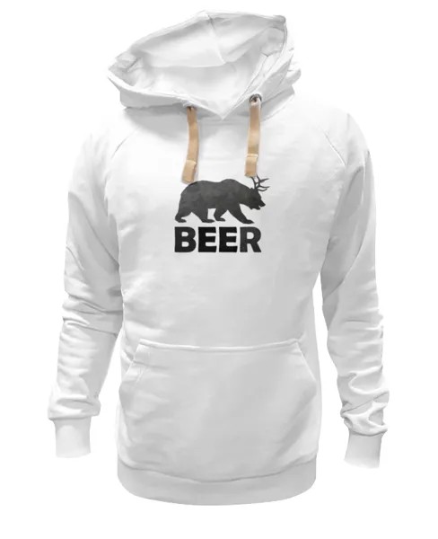 Худи Printio Beer (bear) белое 2XL