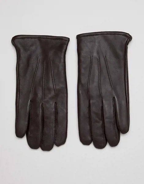 Коричневые кожаные перчатки для сенсорных гаджетов ASOS DESIGN-Коричневый