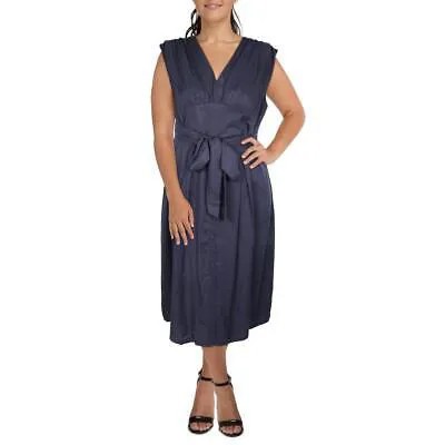 DKNY Женское темно-синее длинное дневное платье макси с поясом 16 BHFO 8682