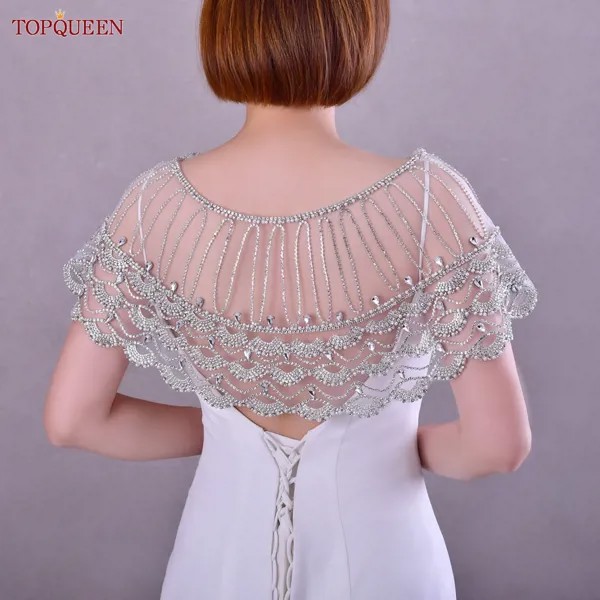 TOPQUEEN SG02 ручная работа, шаль, платье, аксессуары, цепочка на плечо, свадебное платье, стразы, свадебные вечерние аксессуары на плечо