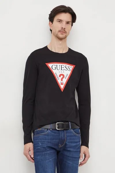Лонгслив из хлопка Guess, черный