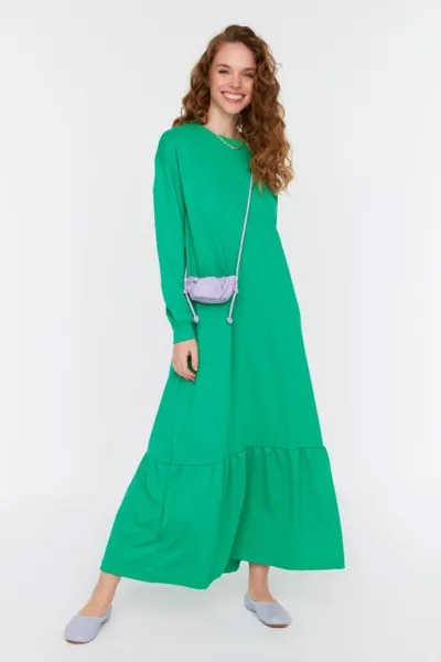 Платье - Зелёное - Платье-халат Trendyol Modest, зеленый