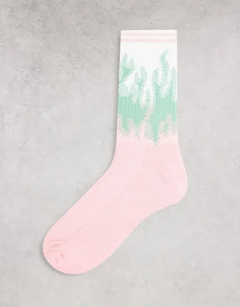 Спортивные носки с узором пламени пастельных оттенков ASOS DESIGN-Многоцветный