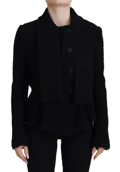 Куртка DOLCE - GABBANA Черное шерстяное пальто Блейзер с запахом IT42 / US8 / M Рекомендуемая розничная цена 2400 долларов США